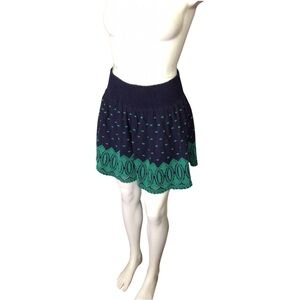 J. Crew Navy and Green Mini Skirt size small
